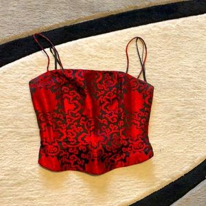 HOUSEOFCB dupe black & red floral cropped corset size 4 flores & flores bustier